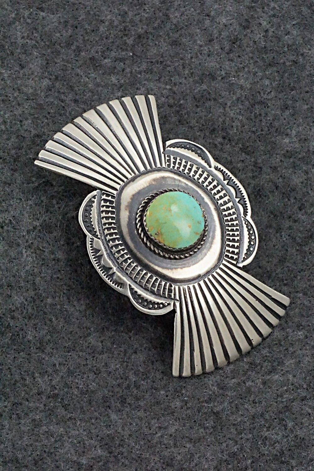 Turquoise & Sterling Silver Hair Barrette - Martha Cayatineto