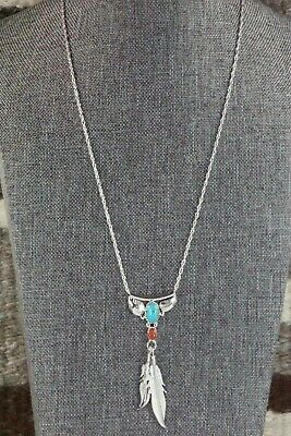 Turquoise, Coral & Sterling Silver Necklace - Sharon McCarthy