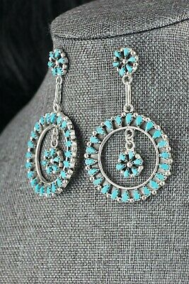 Zuni Turquoise & Sterling Silver Earrings - Tricia Leekity - High Lonesome Trading
