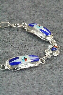 Lapis, Mother of Pearl & Sterling Silver Link Bracelet - Patty Edaakie