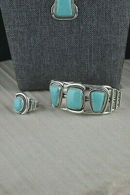 Navajo Turquoise & Sterling Silver Necklace Set - Raymond Delgarito - High Lonesome Trading