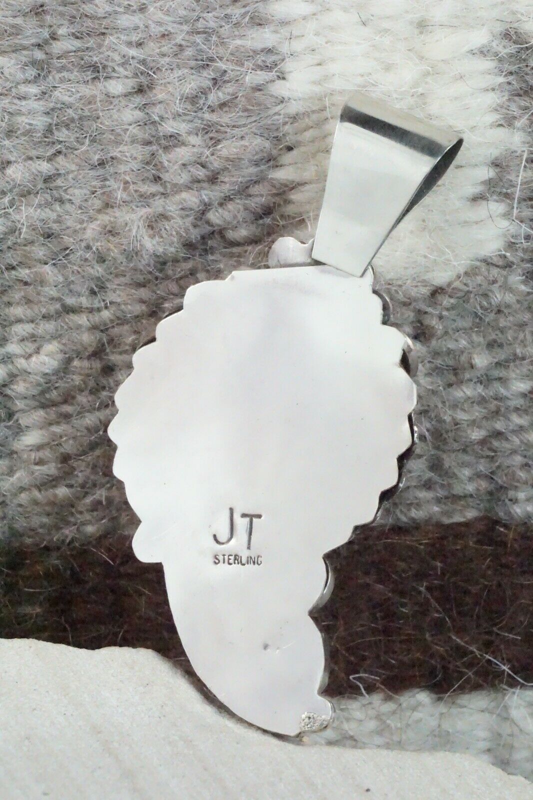 Turquoise, Coral & Sterling Silver Pendant - Jerry Thompson