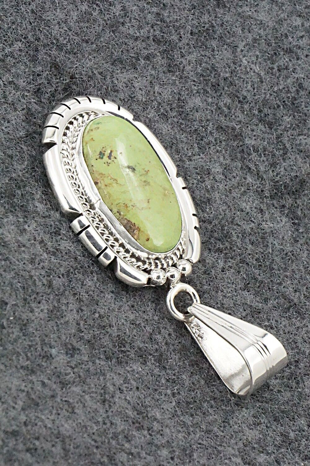Gaspeite & Sterling Silver Pendant - Samuel Yellowhair