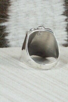 Turquoise, Coral and Sterling Silver Ring - Wilbur Myers - Size 9