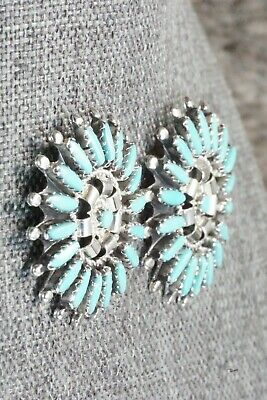 Turquoise & Sterling Silver Earrings - Nathaniel Nez