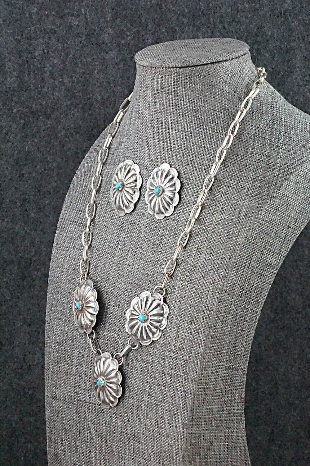 Turquoise & Sterling Silver Necklace and Earrings Set - Joan Begay