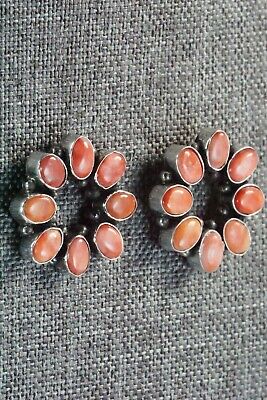 Spiny Oyster and Sterling Silver Earrings - Renelle Perry