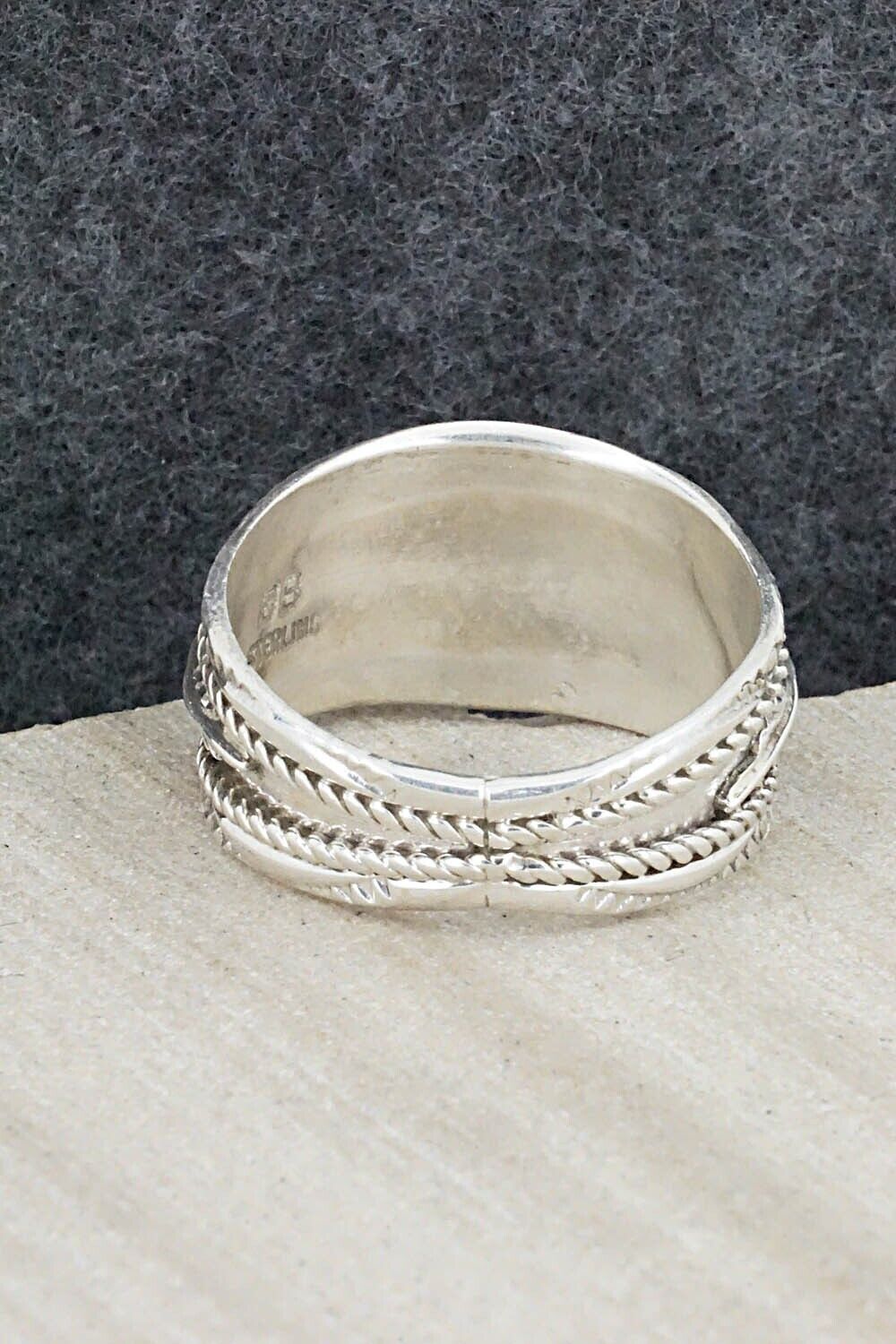 Turquoise, Coral and Sterling Silver Ring - Betty Begay - Size 12