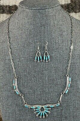 Zuni Turquoise & Sterling Silver Necklace & Earrings - Veronica Yawakia - High Lonesome Trading