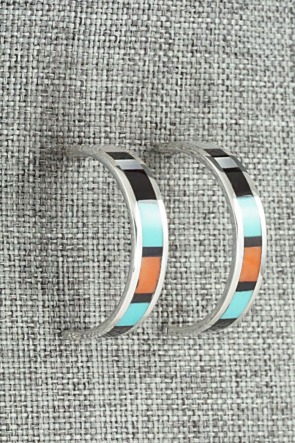 Multi Stone Inlay & Sterling Silver Earrings - Robin Chavez