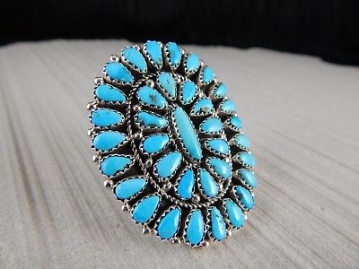 Navajo Sterling Silver & Turquoise Ring - Eunise Wilson - High Lonesome Trading
