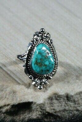 Navajo Turquoise and Sterling Silver Ring - Grace Kenneth - Size 7 - High Lonesome Trading