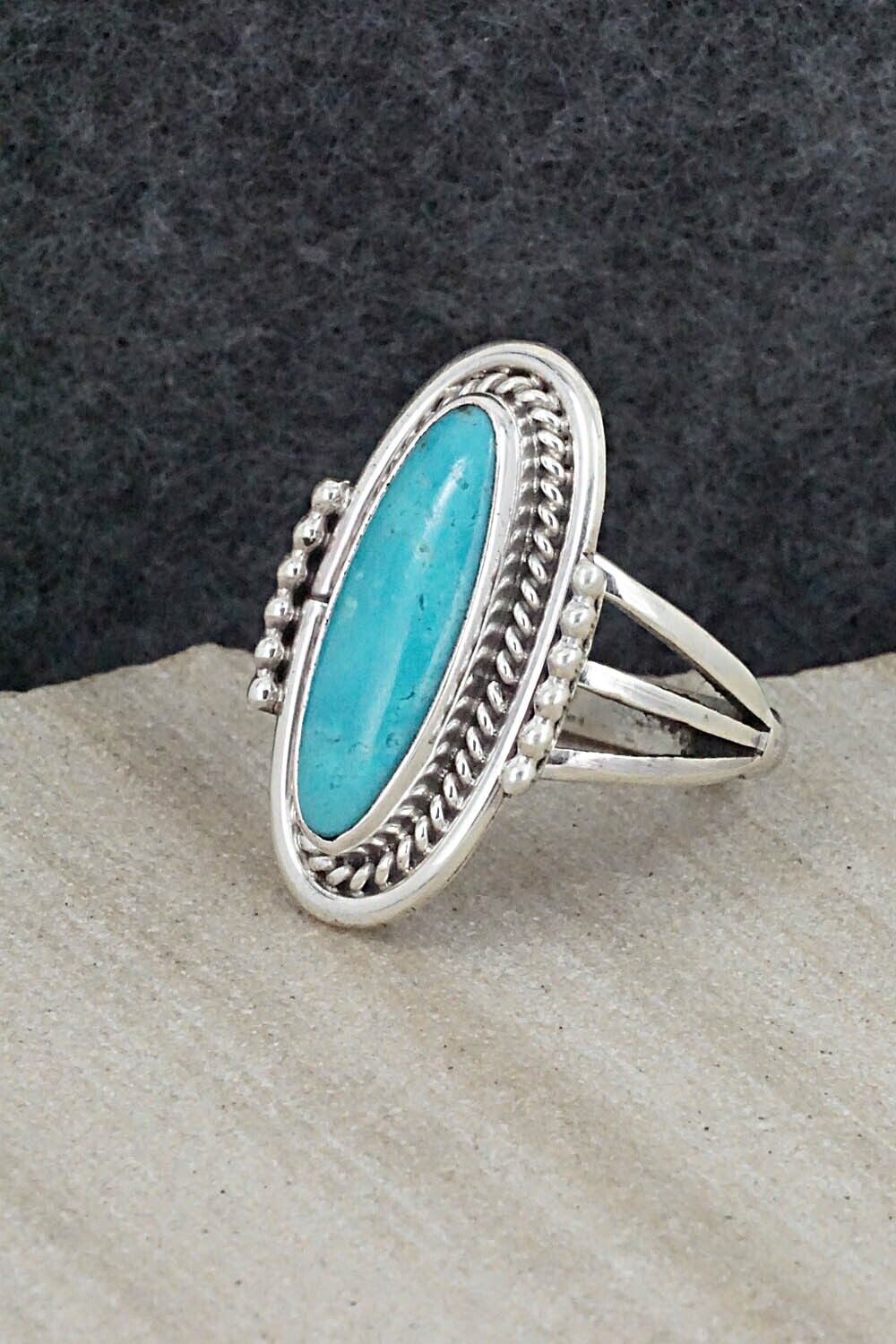 Turquoise & Sterling Silver Ring - Samuel Yellowhair - Size 7.75
