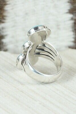 Turquoise & Sterling Silver Ring - Sheena Jack - Size 7.75