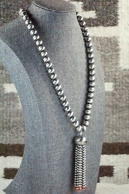 Coral and Sterling Silver Navajo Pearl Necklace - Jan Mariano
