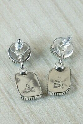 Navajo Turquoise & Spiny Oyster Sterling Silver Earrings - Alvin Joe