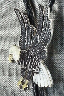 Jet, Mother of Pearl & Sterling Silver Bolo Tie - Navajo