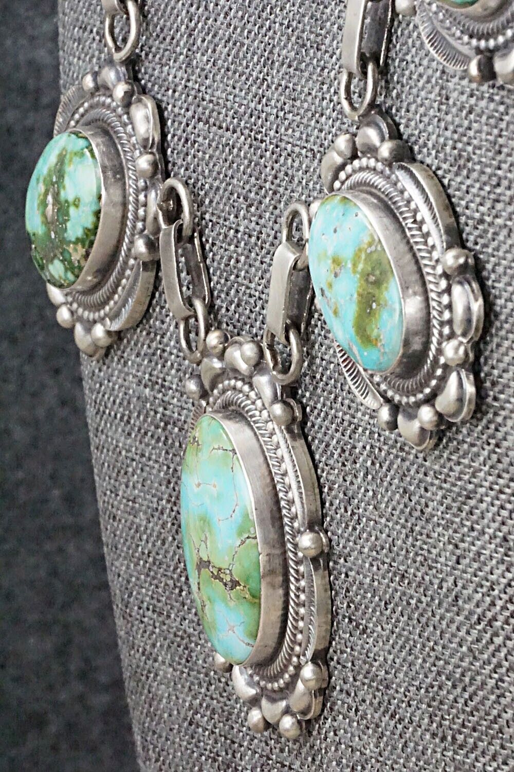 Turquoise & Sterling Silver Necklace and Earrings Set - Tom Lewis