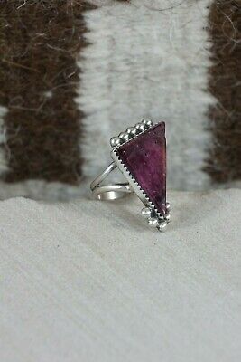 Navajo Spiny Oyster and Sterling Silver Ring - Selina Warner - Size 8.5 - High Lonesome Trading