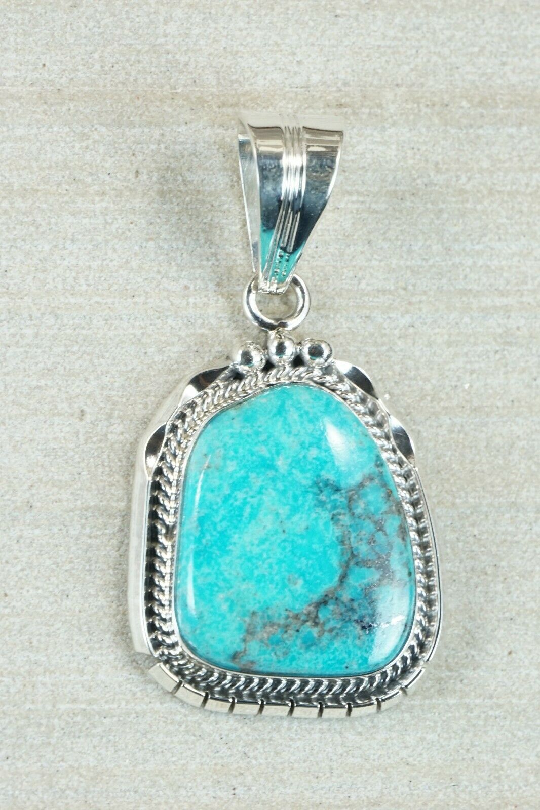 Navajo Turquoise & Sterling Silver Pendant - Samuel Yellowhair