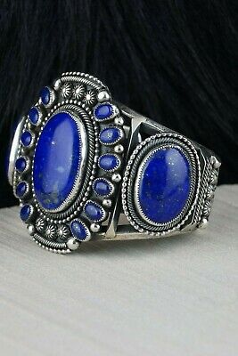Navajo Lapis & Sterling Silver Bracelet - Myron Etsitty - High Lonesome Trading