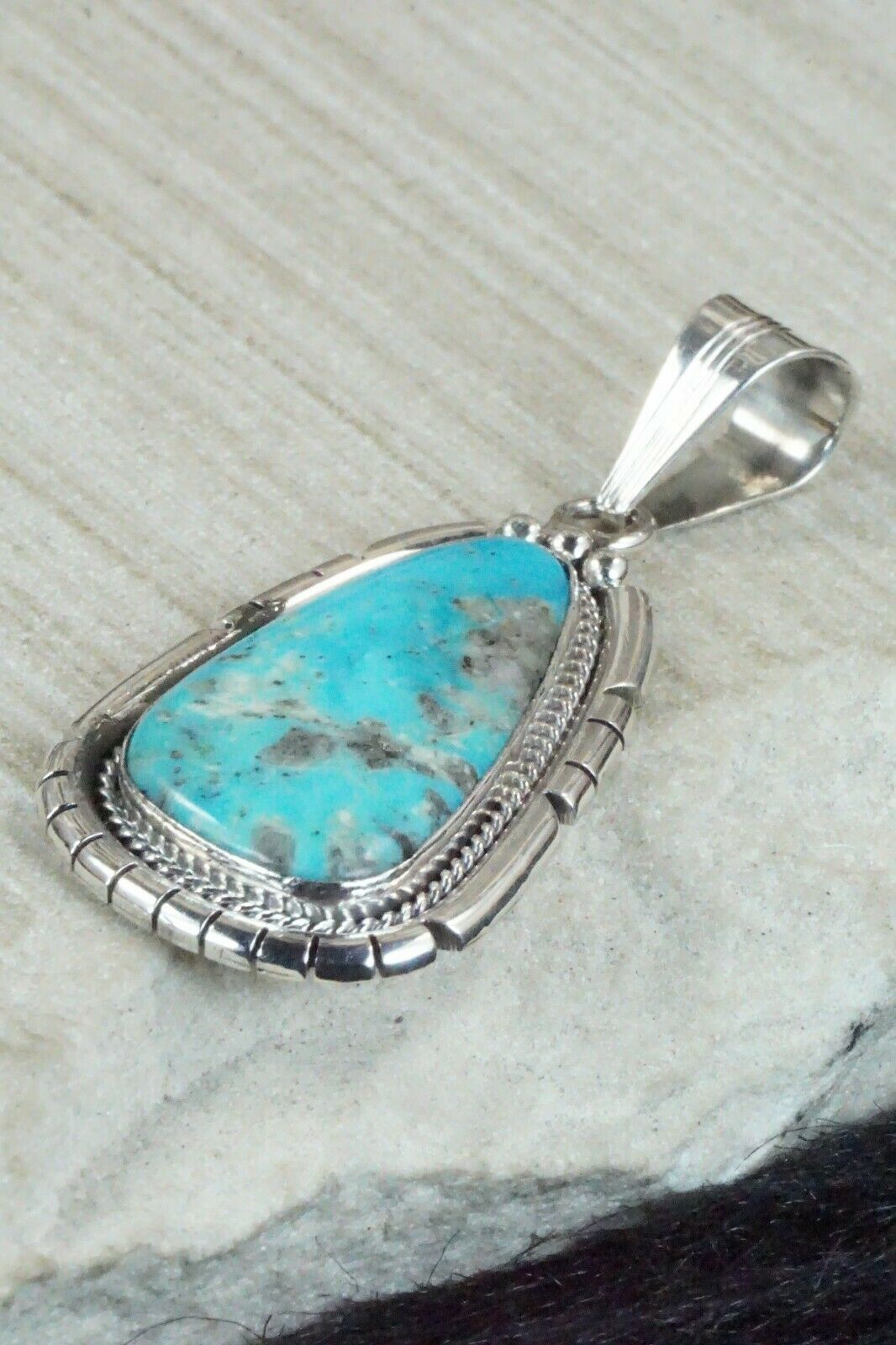 Turquoise and Sterling Silver Pendant - Samuel Yellowhair