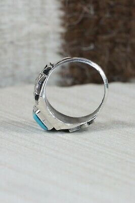 Turquoise & Sterling Silver Ring - Leslie & Gladys Lamy - Size 9.75