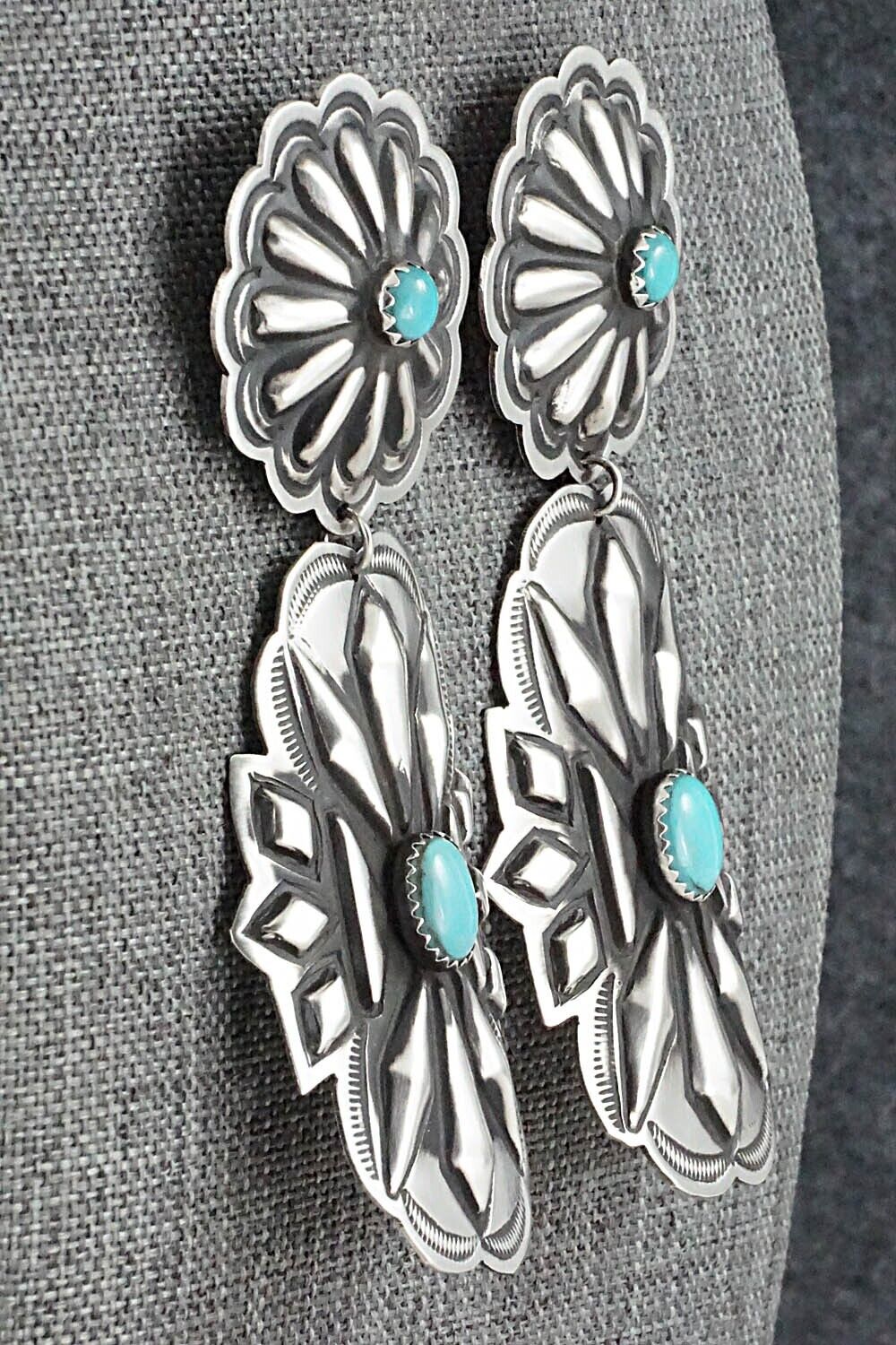 Turquoise & Sterling Silver Earrings - Leander Tahe