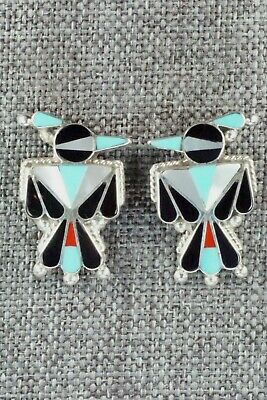Multi Stone Inlay & Sterling Silver Earrings - Fabian Cellicion