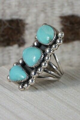 Navajo Turquoise and Sterling Silver Ring - Alvin Joe - Size 7.25 - High Lonesome Trading