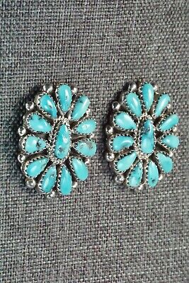 Turquoise & Sterling Silver Earrings - Eunise Wilson