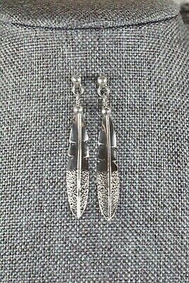 Navajo Sterling Silver Feather Earrings - Marvin Arviso