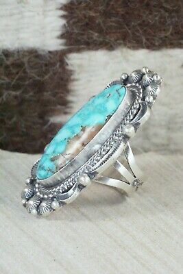 Turquoise & Sterling Silver Ring - Tom Lewis - Size 7.5