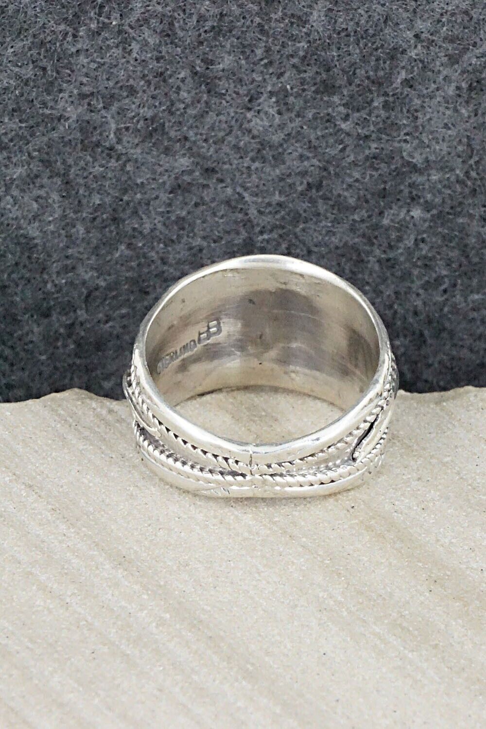 Turquoise, Coral and Sterling Silver Ring - Betty Begay - Size 10.5