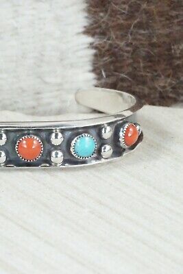 Turquoise, Coral & Sterling Silver Bracelet - Paul Largo