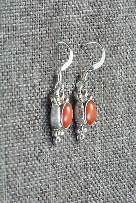 Coral & Sterling Silver Earrings - Elaine Shirley