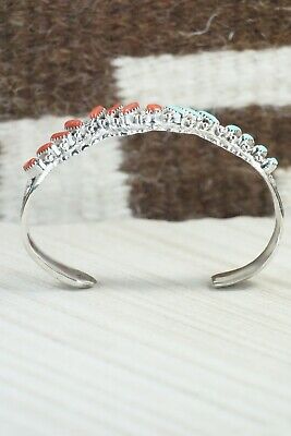 Coral, Turquoise & Sterling Silver Bracelet - Murray Hannaweeka