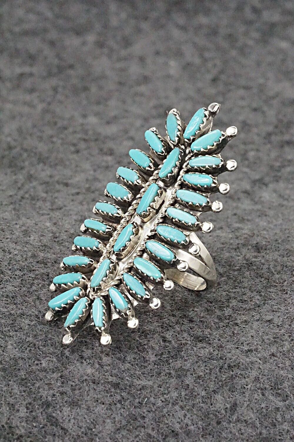 Turquoise & Sterling Silver Ring - Nathaniel Nez - Size 7