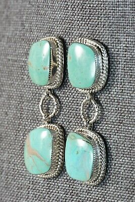 Navajo Turquoise & Sterling Silver Earrings - Fabian Delgarito - High Lonesome Trading