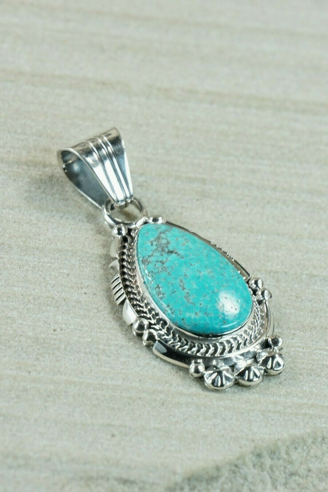 Navajo Turquoise and Sterling Silver Pendant - Bobby Platero