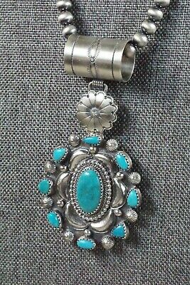 Turquoise Pendant & Sterling Silver Necklace - Tom Lewis