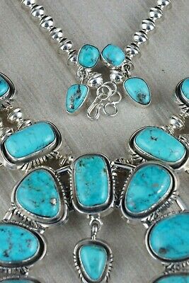 Navajo Turquoise & Sterling Silver Squash Blossom - Mary Ann Spencer - High Lonesome Trading
