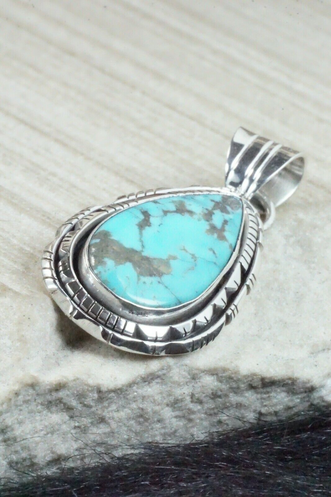 Turquoise & Sterling Silver Pendant - Samuel Yellowhair