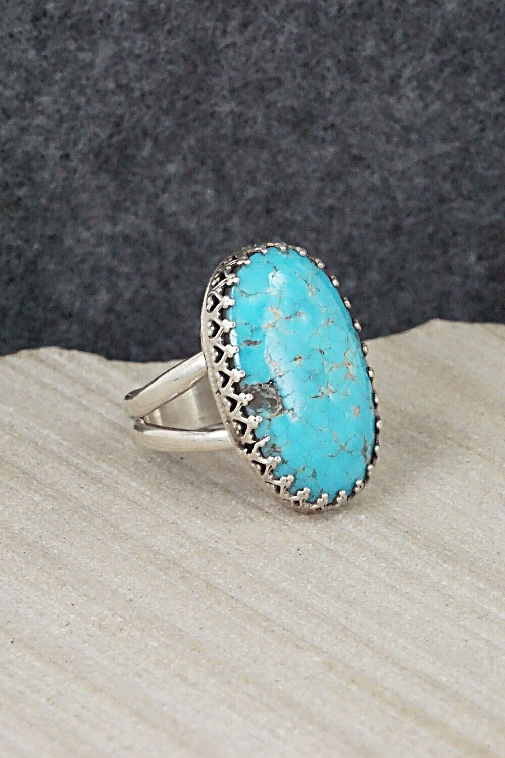 Turquoise & Sterling Silver Ring - Matilda Chattin - Size 7.5