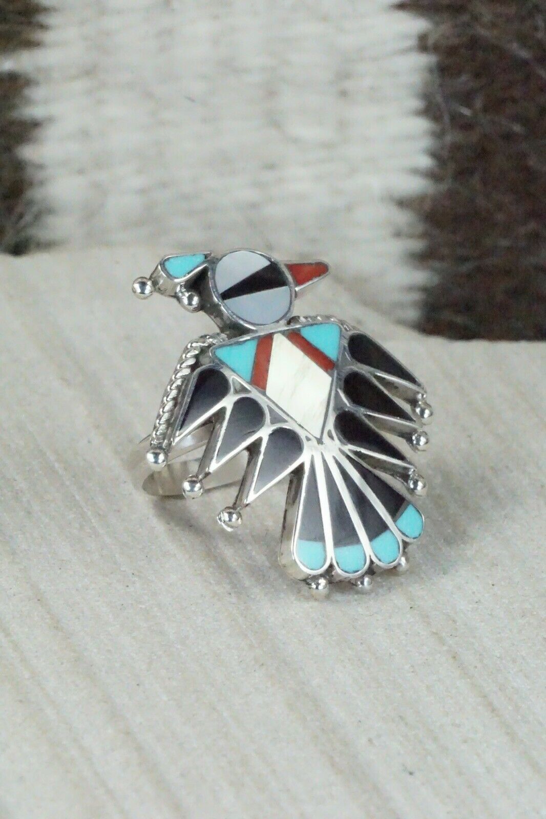 Turquoise, Mother of Pearl & Sterling Silver Inlay Jewelry Set - Adrian Wallace - High Lonesome Trading