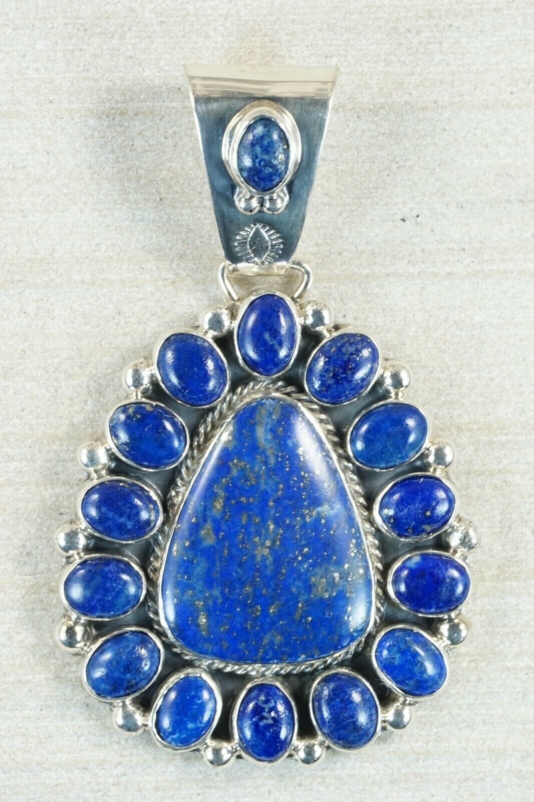 Navajo Lapis and Sterling Silver Pendant - Raymond Delgarito