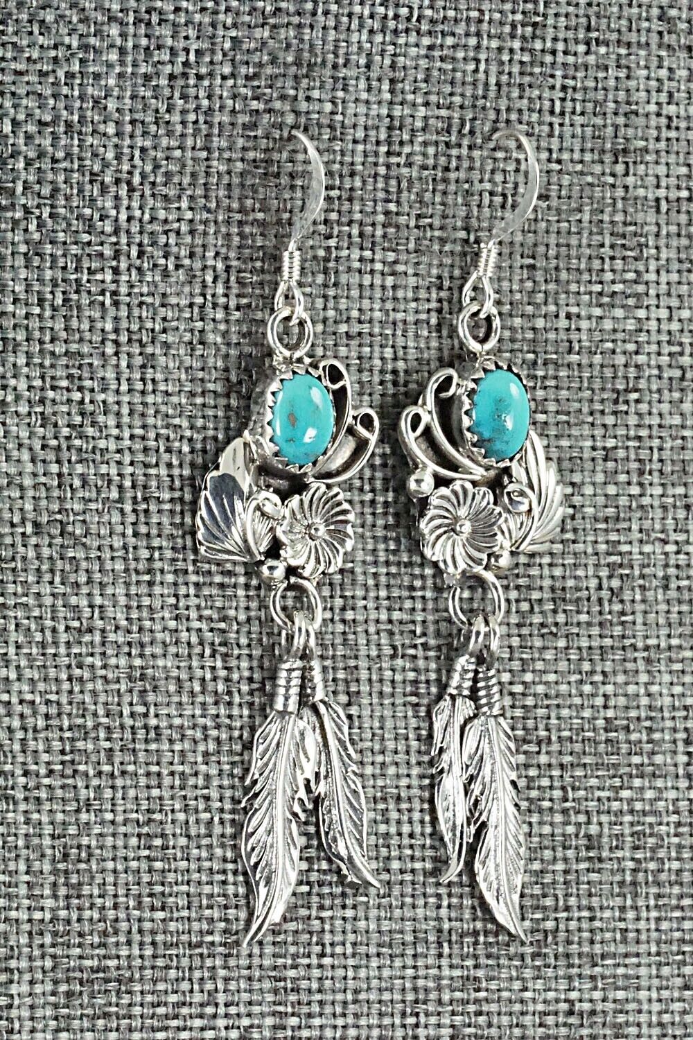 Turquoise & Sterling Silver Earrings - Lee Shorty