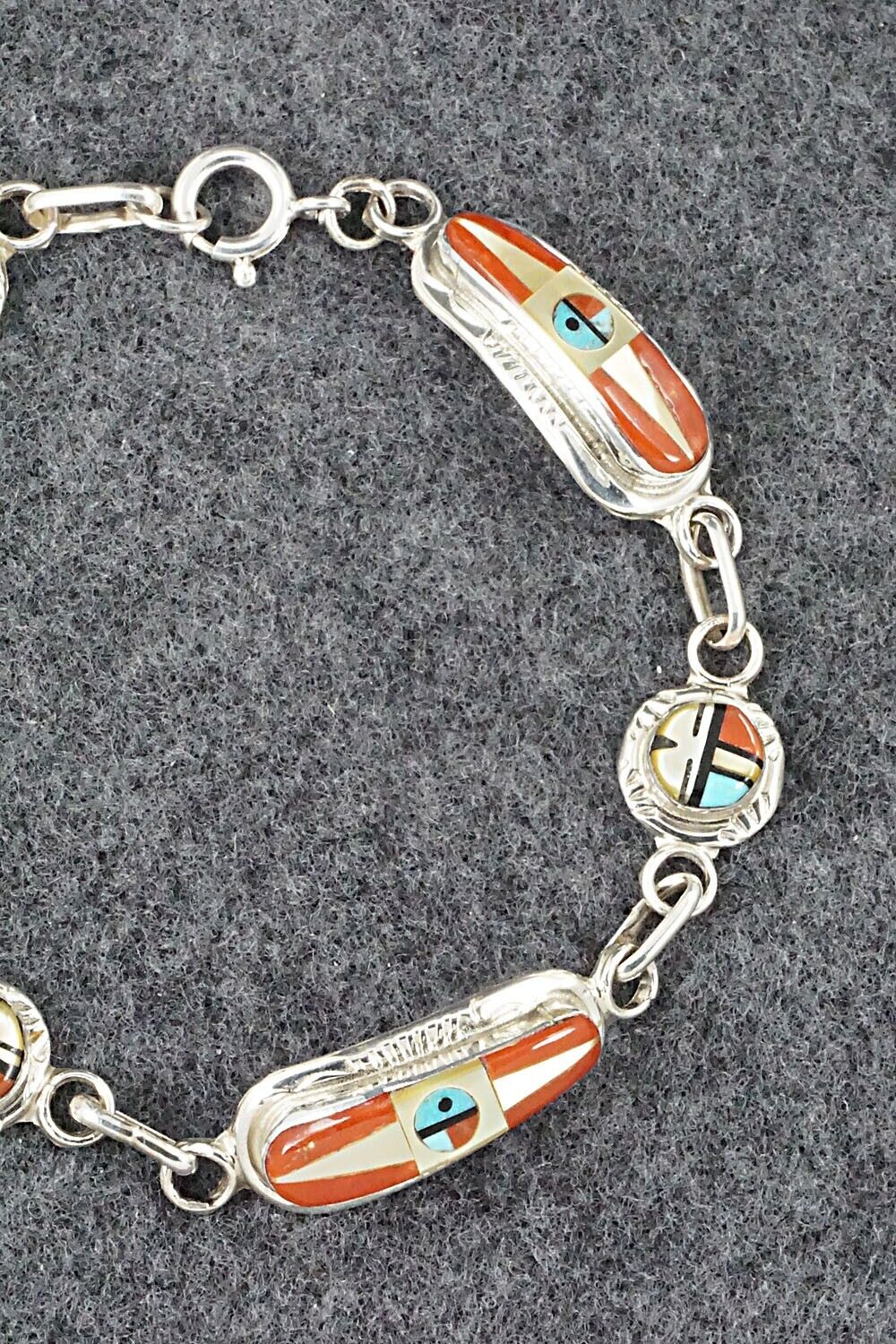 Multi Stone & Sterling Silver Link Bracelet - Patty Edaakie
