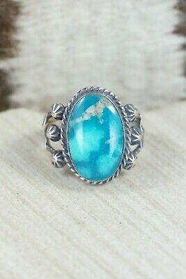 Turquoise & Sterling Silver Ring - Samuel Yellowhair - Size 8