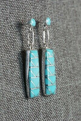 Zuni Turquoise & Sterling Silver Earrings - Phyllis Lucio - High Lonesome Trading